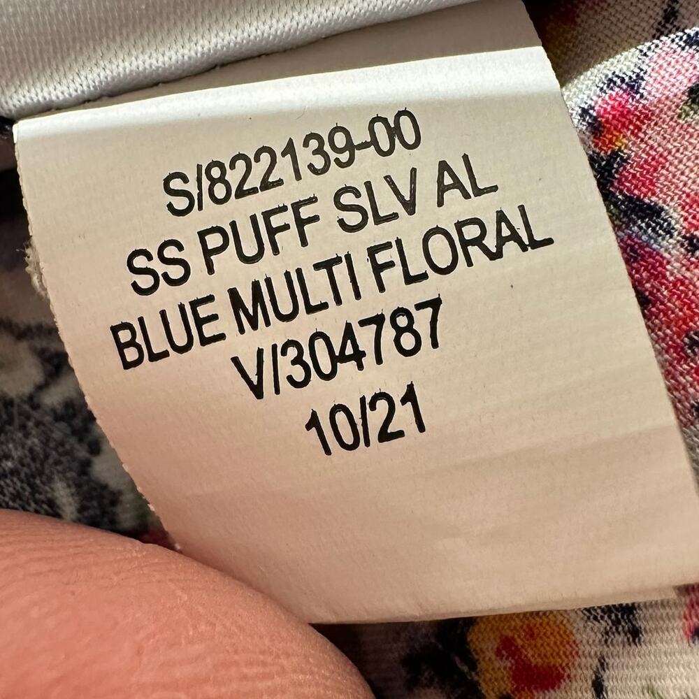 Floral-Print Puff-Sleeve Babydoll Top Old Navy Boho Elastic Stretch - Picture 7 of 9